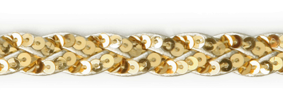 Art. TSPGLOA4X3 - Treccia sintetica pagliette coagulato oro/arg. m/m 4x3
